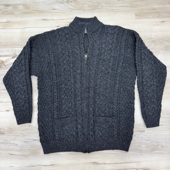 Shannon Woolen Mills Men's Irish 100% pure new Wool  Aran Sweater Sz XL - Picture 2 of 7